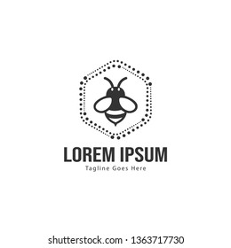 Bee logo template design. Minimalist bee logo with modern frame vector design