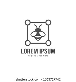 Bee logo template design. Minimalist bee logo with modern frame vector design
