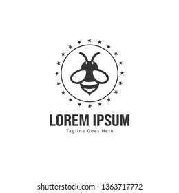 Bee logo template design. Minimalist bee logo with modern frame vector design