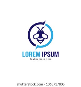 Bee logo template design. Minimalist bee logo with modern frame vector design