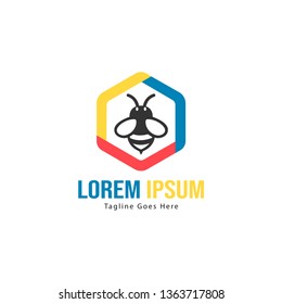Bee logo template design. Minimalist bee logo with modern frame vector design