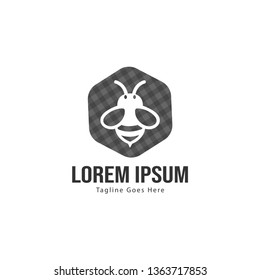 Bee logo template design. Minimalist bee logo with modern frame vector design