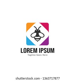 Bee logo template design. Minimalist bee logo with modern frame vector design
