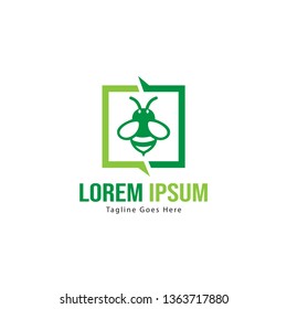 Bee logo template design. Minimalist bee logo with modern frame vector design