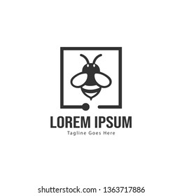 Bee logo template design. Minimalist bee logo with modern frame vector design