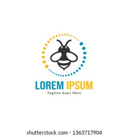 Bee logo template design. Minimalist bee logo with modern frame vector design