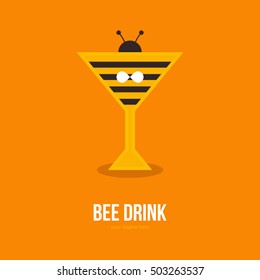 BEE LOGO TEMPLATE EMBLEM ORANGE DRINK GLASS