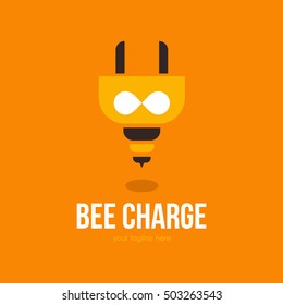BEE LOGO TEMPLATE EMBLEM ORANGE CHARGE