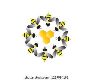 Bee Logo Template vector icon illustration design