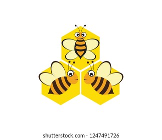 Bee Logo Template vector icon illustration design