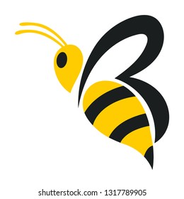 Bee Logo Template vector icon illustration design - Vector white background with black and yellow color