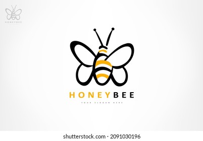 Bee logo vector. Beekeeping design. Insect illustration.