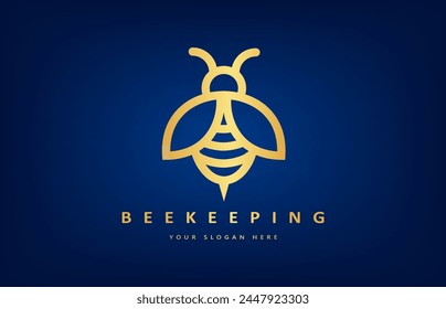 Bee logo vector. Beekeeping design. Insect illustration.