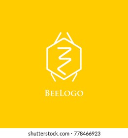 Bee logo vector. Bee character illustration eps 10