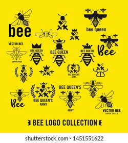 Bee logo vector collection, use for logo designs, package design, honey products.