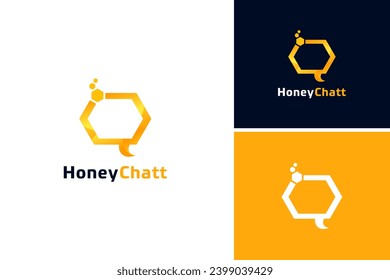 Bee Logo Vector Concept, bee hive honeycomb logo design template