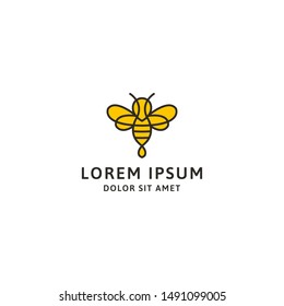 Bee Logo vector design. Outline icon.
Creative hard work The Hive Logotype concept