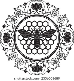 Bee logo vector design silhouette handmade 