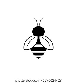 Icono y símbolo plano del vector del logotipo de abeja.