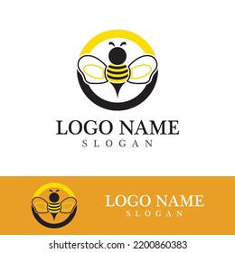 Bee logo vector icon illustration design
