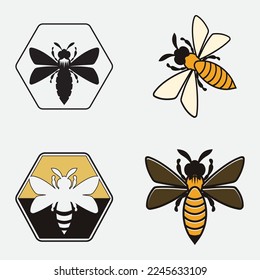 bee logo vector illustration design icon logo template