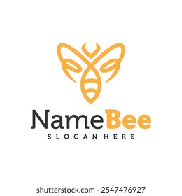 Bee logo vector illustration. Honey Bee logo design concept template