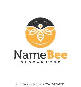 Bee logo vector illustration. Honey Bee logo design concept template
