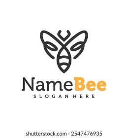 Bee logo vector illustration. Honey Bee logo design concept template