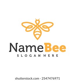 Bee logo vector illustration. Honey Bee logo design concept template