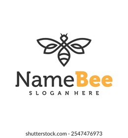 Bee logo vector illustration. Honey Bee logo design concept template