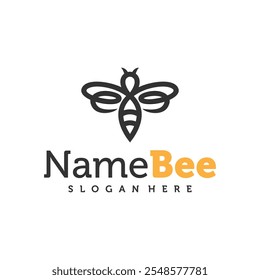 Ilustración vectorial del logotipo de la abeja. Plantilla de concepto de diseño de logotipo de abeja de miel