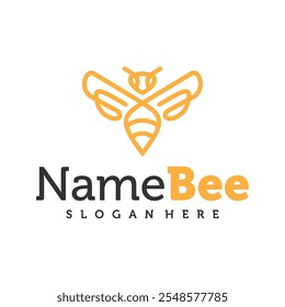 Ilustração do vetor do logotipo da abelha. Modelo de conceito de design de logotipo de Honey Bee