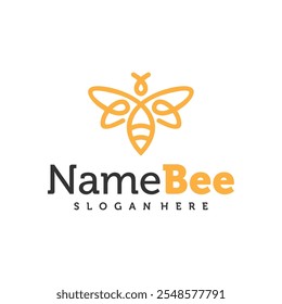 Bee logo vector illustration. Honey Bee logo design concept template