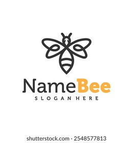 Ilustração do vetor do logotipo da abelha. Modelo de conceito de design de logotipo de Honey Bee