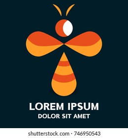 Bee logo . Vector illustration isolated on background .