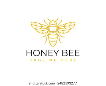 bee logo vector illustration. bee line art logo template