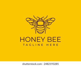 bee logo vector illustration. bee line art logo template