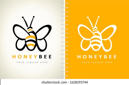 Bee logo vector. Insect illustration