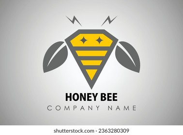 Bee logo vector minimalist graphic vector .