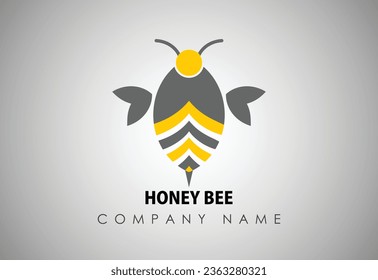 Bee logo vector minimalist graphic vector .