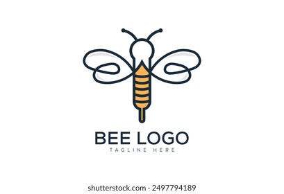 Bee logo vector modern design template. Minimal bee creative logo design.