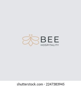Bee logo vector outline minimalist graphic vector