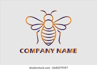 Bee Logo vintage Design , natural honey, apiary, beehive.
