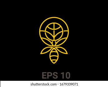BEE LOGO. WORLD BEE logo vector for business. YELLOW LOGOLINE. LOGO MARK