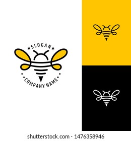 bee logo.line art style.simple minimalist animal icon.modern logo design