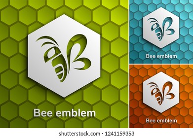 Bee logotype design template, Color options, Stylized business logo idea, Vector illustration