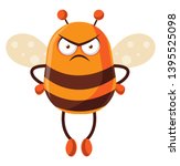 Bee looking mad, illustration, vector on white background.