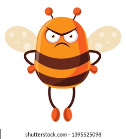 Bee looking mad, illustration, vector on white background.