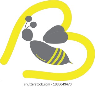 Bee love with B letter logo