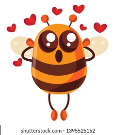Bee in love, illustration, vector on white background.